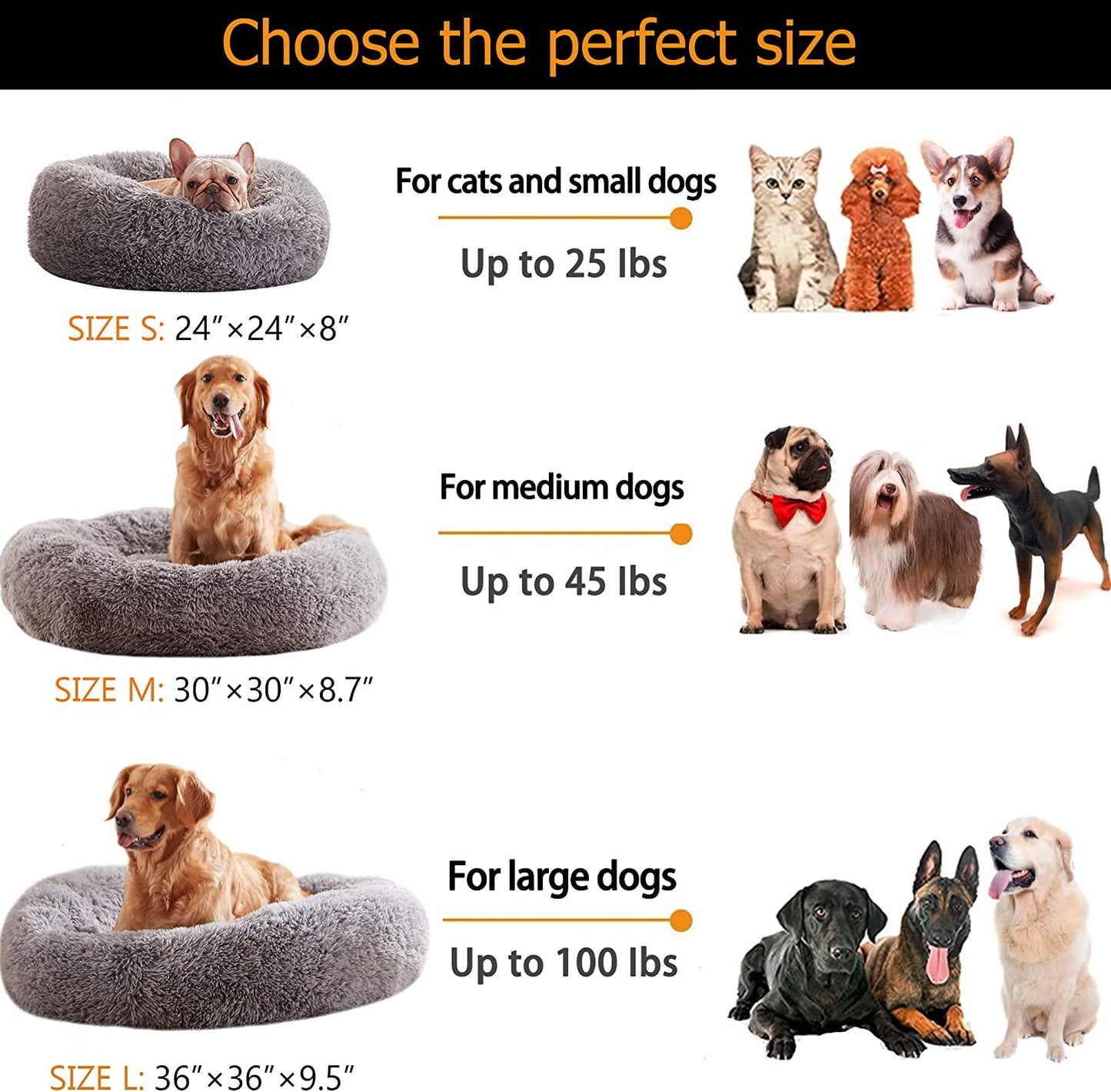 Calming Donut Dog Beds for Large dog, Anti-Anxiety