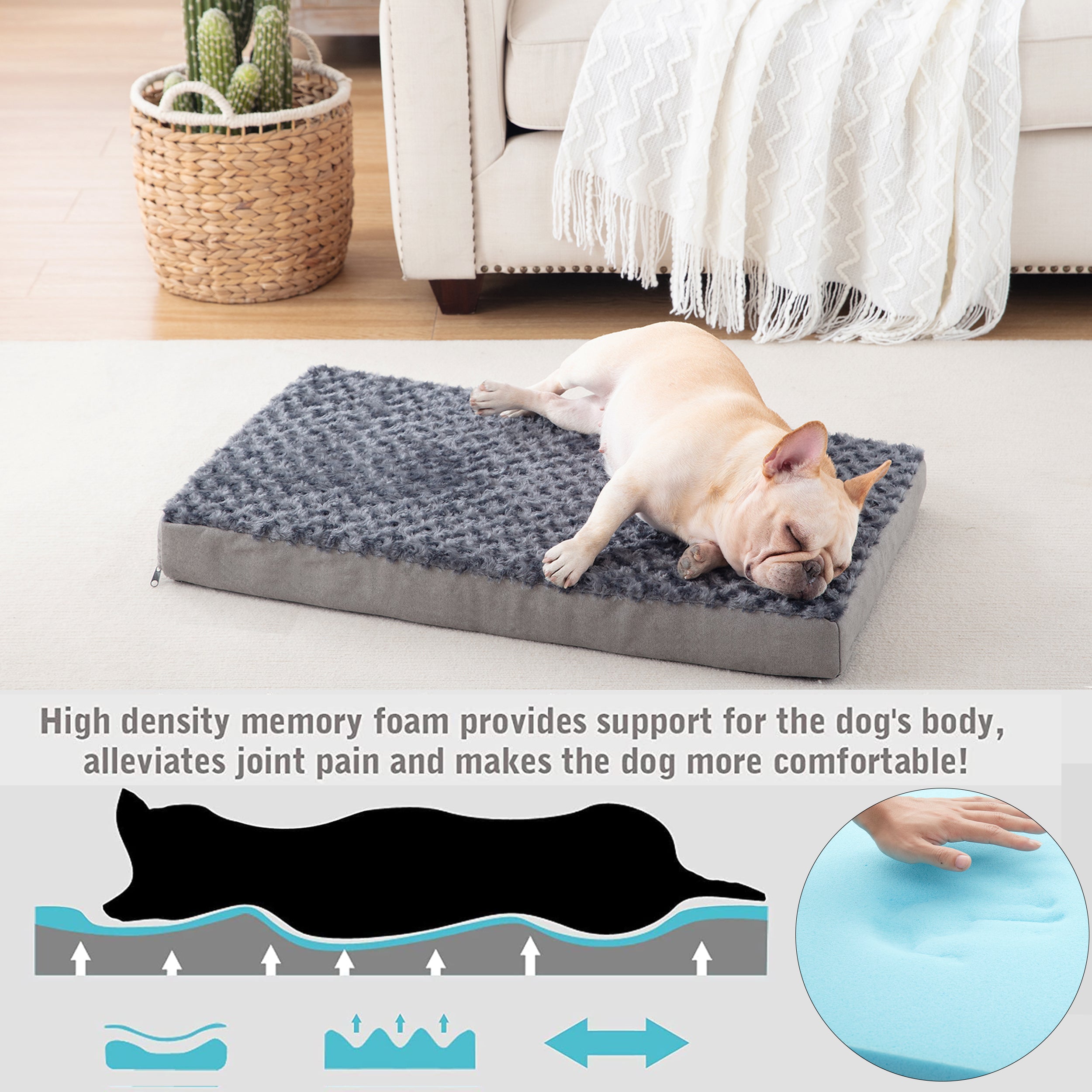 Plush Memory Foam Washable Dog Bed